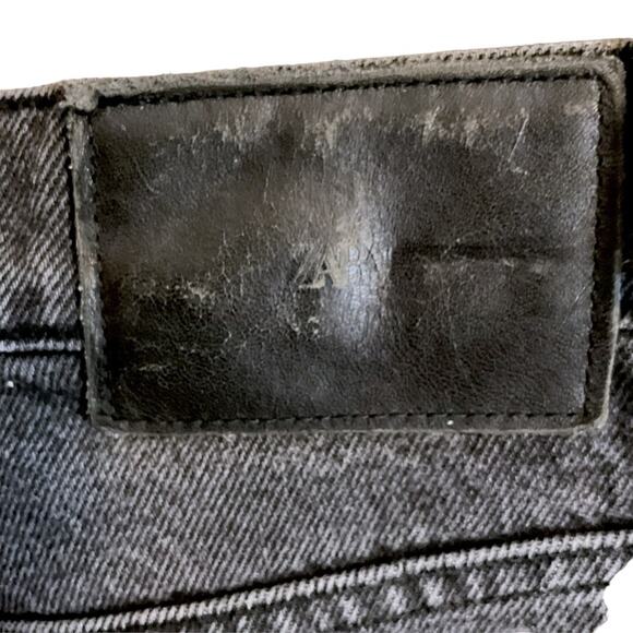 Zara Jeans Women Size 4 Black High Rise Waist Wide Leg Raw Hem Denim Pants - Picture 10 of 13